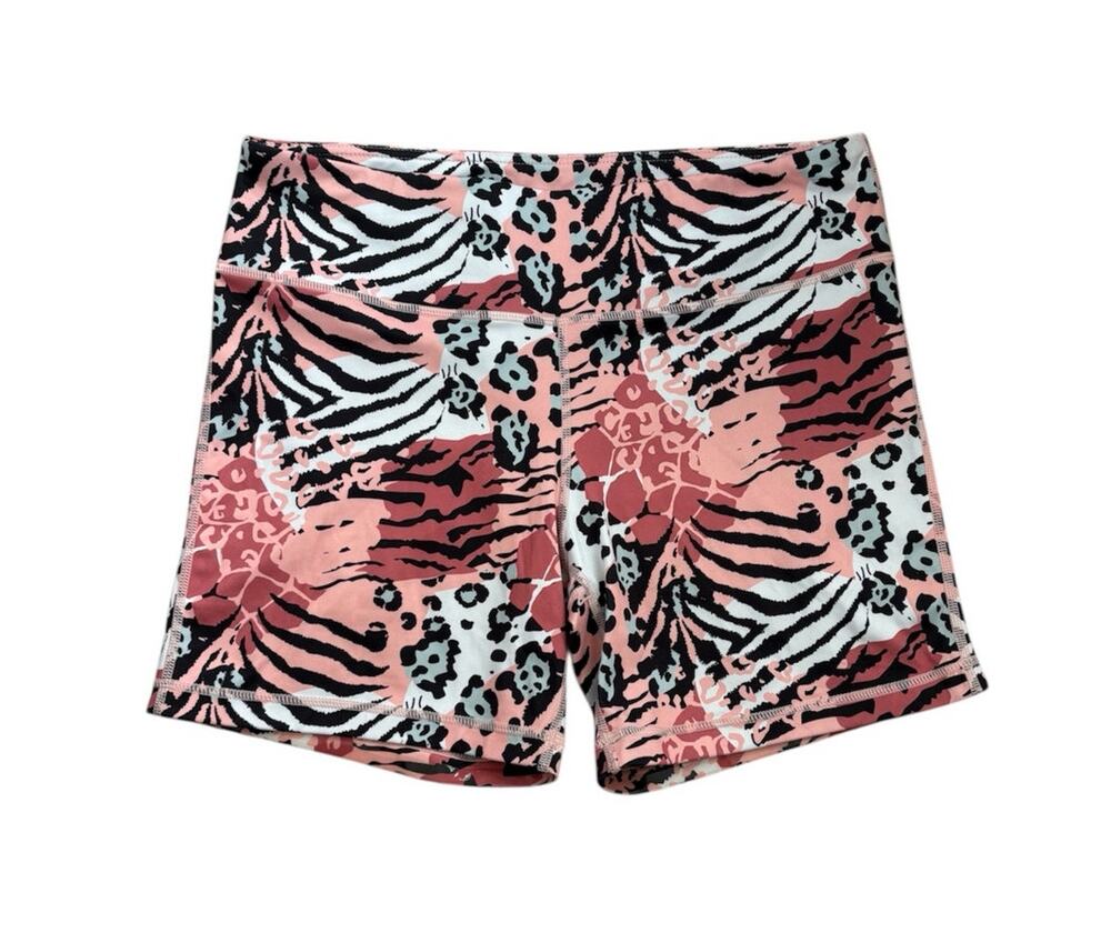 IAB MFG Animal Print Pink Black Bike Shorts Size Large